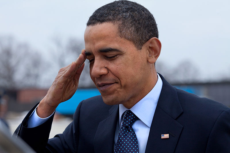 Barack Obama salutes