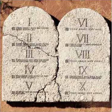  The Ten Commandments on rounded stone tablets