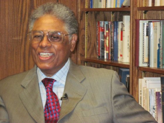 Thomas Sowell in his office