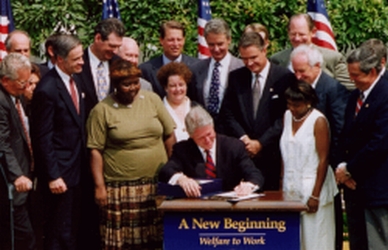 Bill Clinton signing Welfare Reform legislation