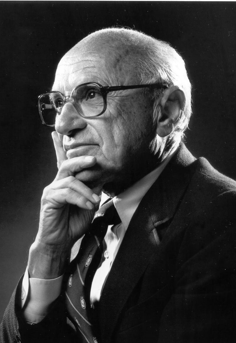 Milton Friedman in contemplative pose