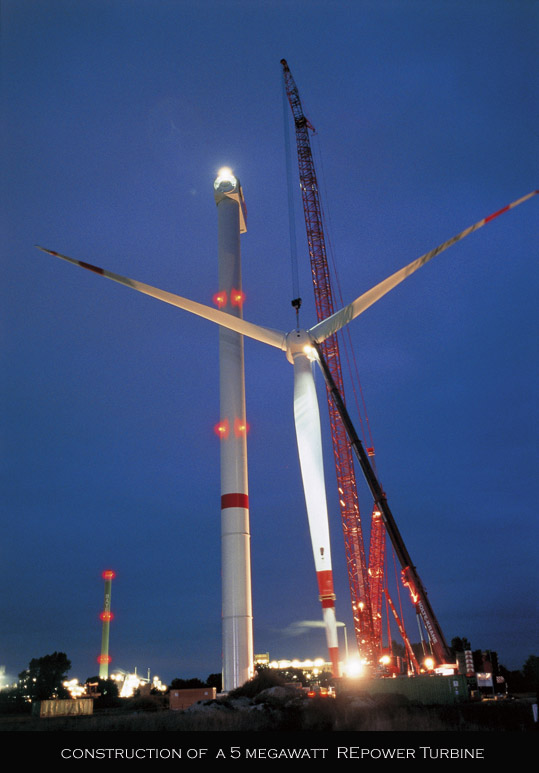 5 megawatt wind turbine under construction