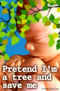 image of unborn baby, caption: Pretend I'm a tree and save me.