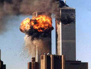 9/11 fireball & smoke at Twin Towers