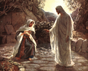 Mary and Jesus at the empty tomb