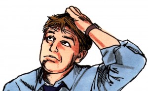 drawing of confused man scratching his head