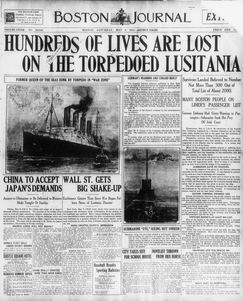 Sinking Of Lusitania 1915 1915 Britain British En