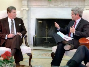 Newt Gingrich with Ronald Reagan in Oval Office