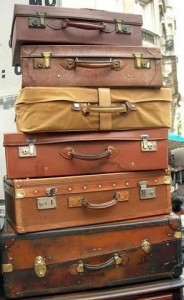 stack of suitcases (i.e., "baggage")