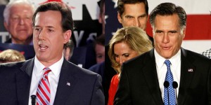 Santorum and Romney pics spliced together