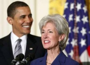 HHS Secretary Sebelius with President Obama