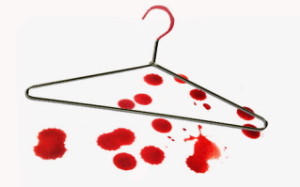coat hanger with blood drops