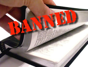 image of Bible with "Banned" across it