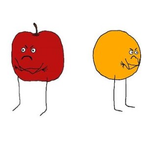 apple and orange - cartoon