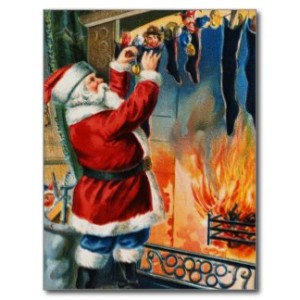 Santa filling stockings