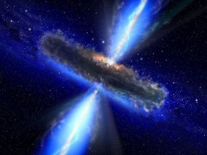 quasar drenched in water vapor - artist's conception