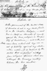 Treaty of Tripoli, Article 11 - Barlow copy