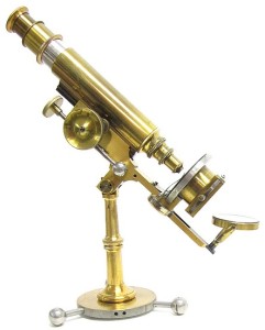 antique, brass Griffith Club microscope