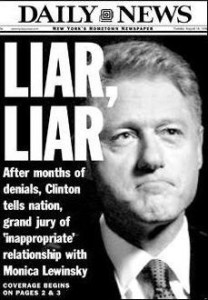 Bill Clinton "Liar, Liar" headline - Daily News