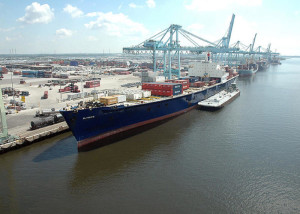 Cargo ship docked at Jaxport (Jacksonville, FL)